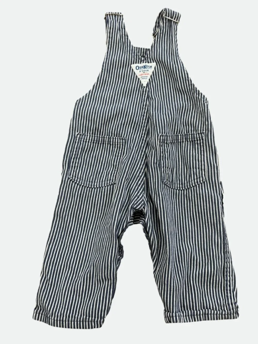 Vintage 80's Denim OshKosh B'Gosh Kids Vestbak Overalls 6-9 mos Striped